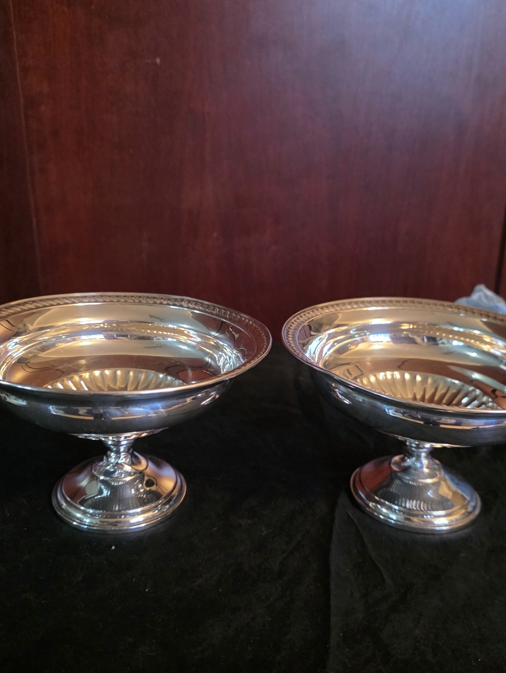 Pair Vintage Sterling Silver Weighted Pedestal Compotes